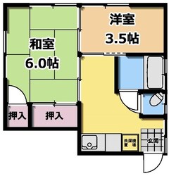 下町瀬下アパート　西側北の物件間取画像